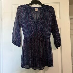 Mossimo Supply Co. Floral Sheer Blouse - Blue and Pink